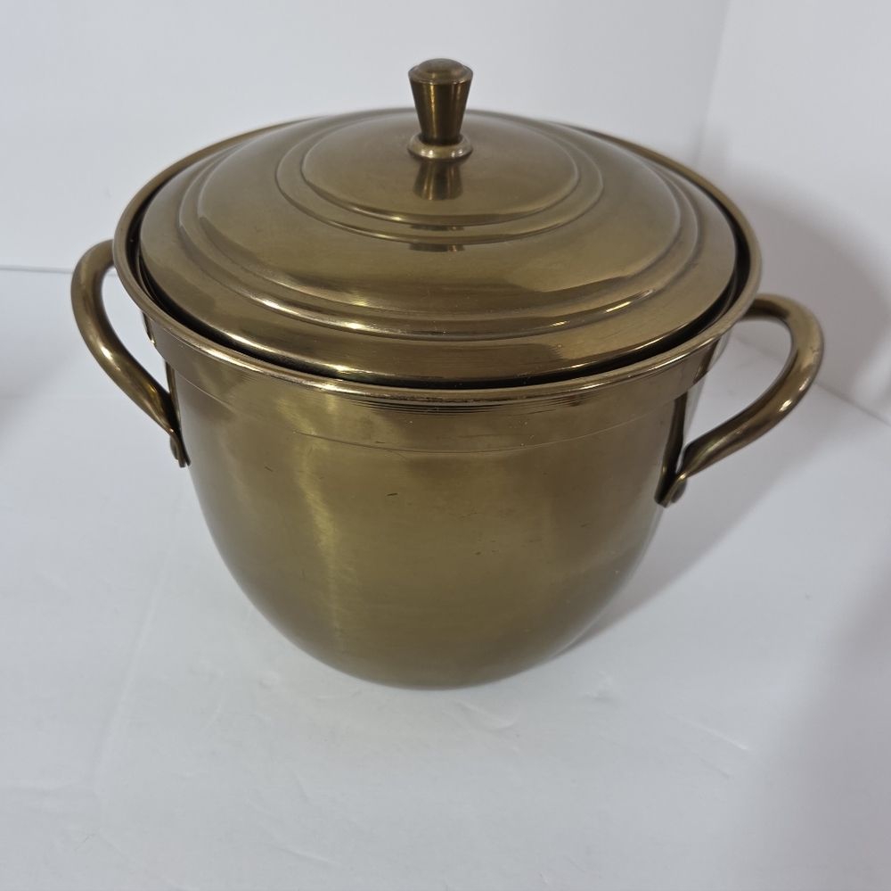 Vintage Brass Ice Bucket Pyrex 2 Qt. Glass Bowl Made In U.S.A. C-8 MCM